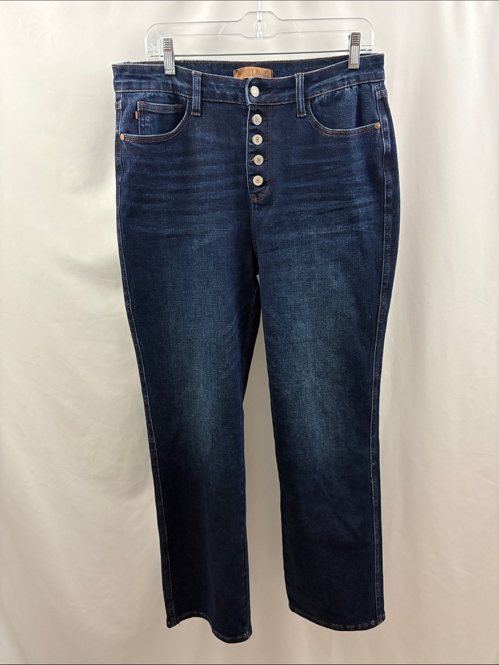 Judy Blue Jeans Womens Size 13/31 Straight Fit Stretch Blue Denim Buttonfly - Picture 2 of 7